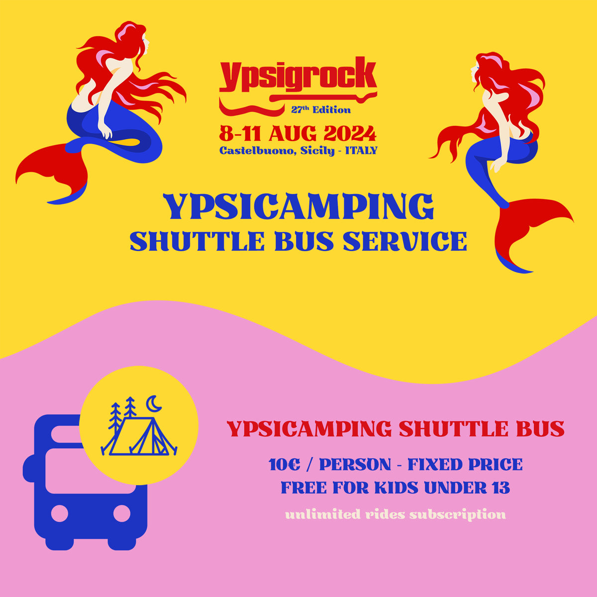 Ypsicamping Shuttle Bus Service subscription 2024 Ypsigrock Festival